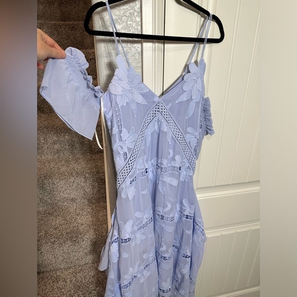 SELF-PORTRAIT Blue Floral Embroidered Midi Dress - Picture 12 of 16